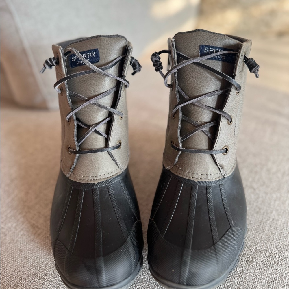 Sperry Black and Gray Duck Boots (bean boots)